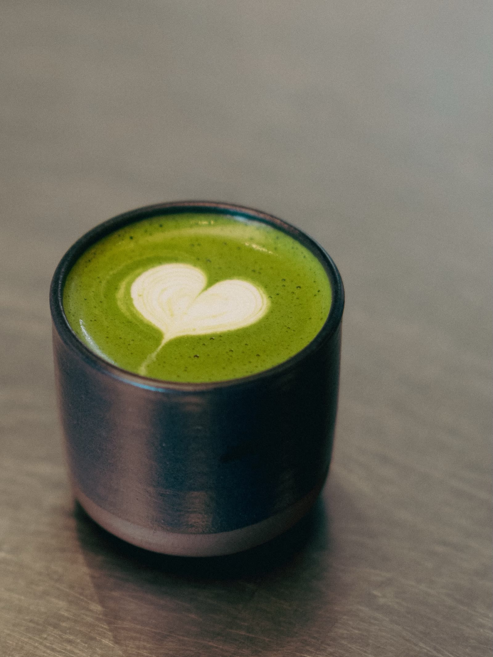 a matcha heart, top down