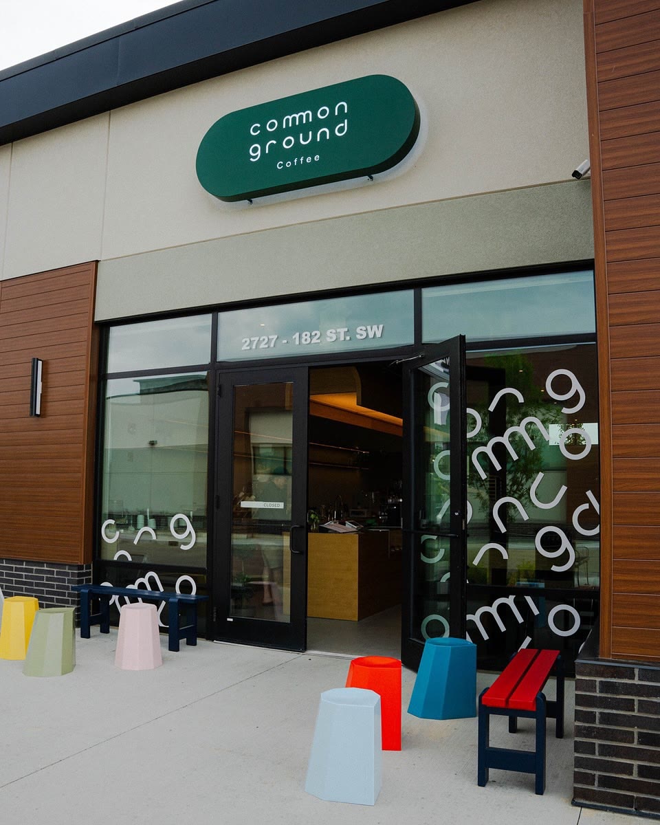 the green sign above the door
